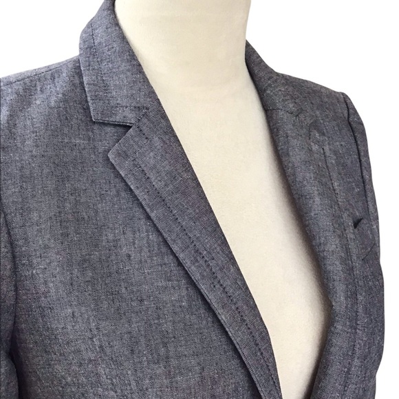 J. Crew Blue Gray Chambray Blazer Lined Size 4 - Picture 5 of 7